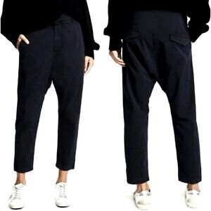 NEW! Nili Lotan 10 Slouchy Paris Pants $345 Drop Crotch Cotton Cropped Jet Black